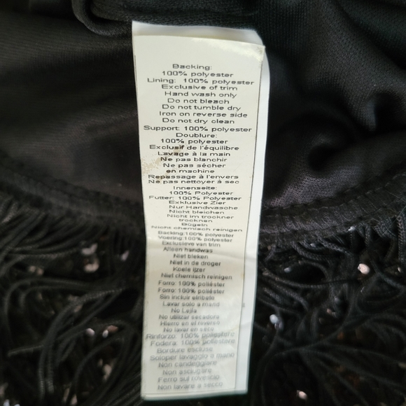 NEW Black Long Sleeve Sequin Tassel Zip Back Top Size 6 - Picture 5 of 5